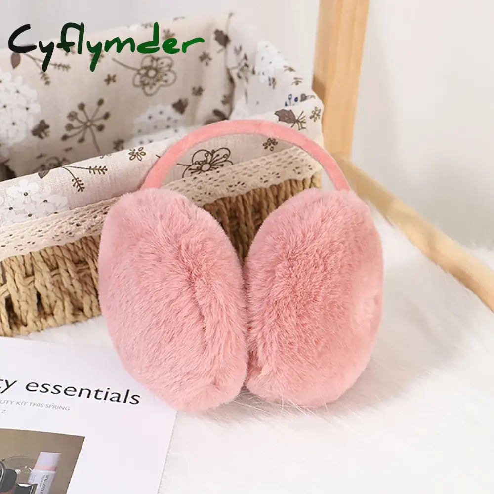 Cyflymder Portable Folding Winter Warm Earmuffs Fashion Solid Color Earflap Outdoor Cold Protection Soft Plush Ear