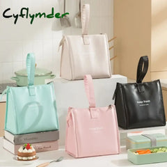 Cyflymder Portable Insulated Crossbody Lunch Bags Waterproof Pu Large Capacity Food Bento Thermal