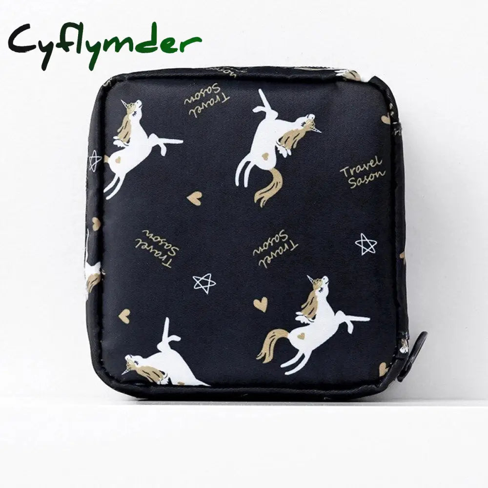 Cyflymder Portable Large Capacity Sanitary Napkin Storage Bag Travel Cosmetic Makeup Jewelry