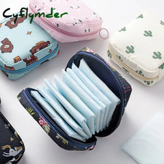 Cyflymder Portable Large Capacity Sanitary Napkin Storage Bag Travel Cosmetic Makeup Jewelry