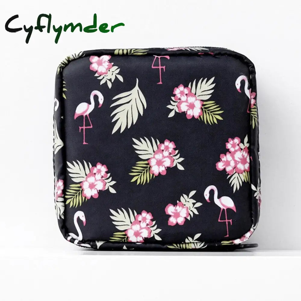 Cyflymder Portable Large Capacity Sanitary Napkin Storage Bag Travel Cosmetic Makeup Jewelry