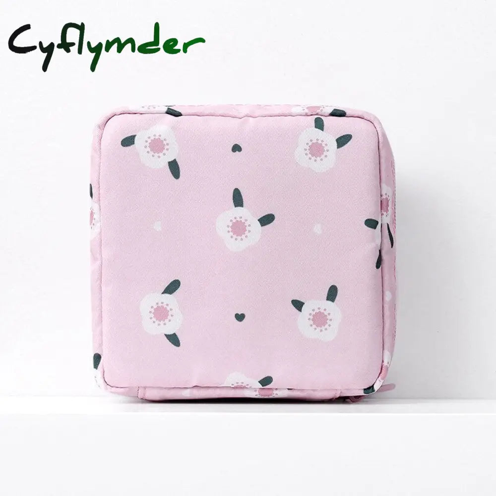 Cyflymder Portable Large Capacity Sanitary Napkin Storage Bag Travel Cosmetic Makeup Jewelry