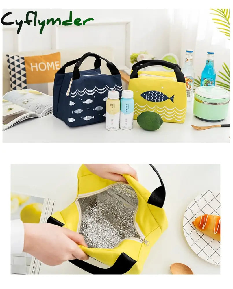 Cyflymder Portable Lunch Bag New Thermal Insulated Box Tote Cooler Handbag Bento Pouch Dinner