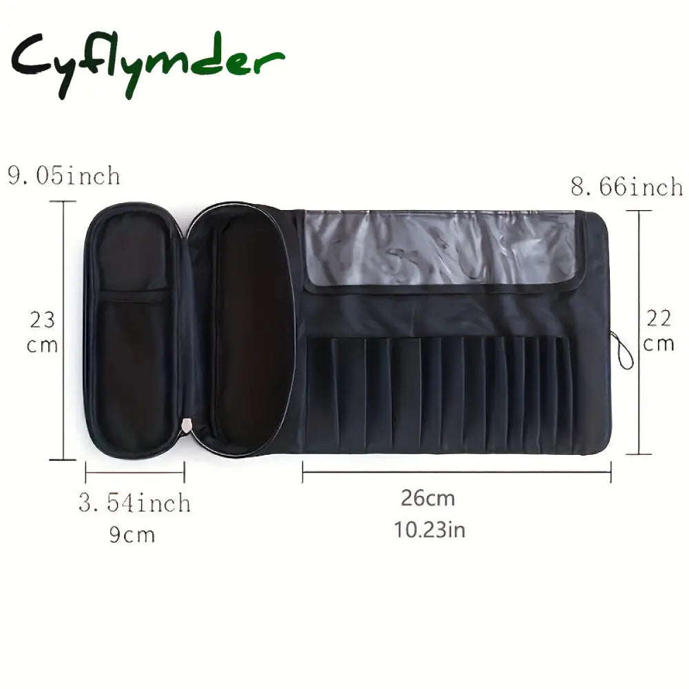 Cyflymder Portable Makeup Brush Bag - Organize Your Cosmetics And Travel In Style (Black)