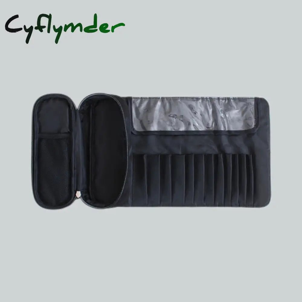 Cyflymder Portable Makeup Brush Bag - Organize Your Cosmetics And Travel In Style (Black)