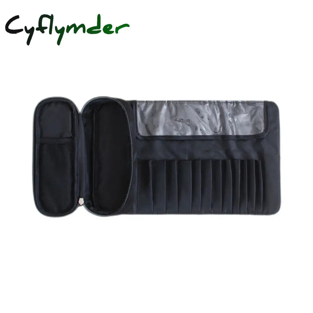 Cyflymder Portable Makeup Brush Bag - Organize Your Cosmetics And Travel In Style (Black)