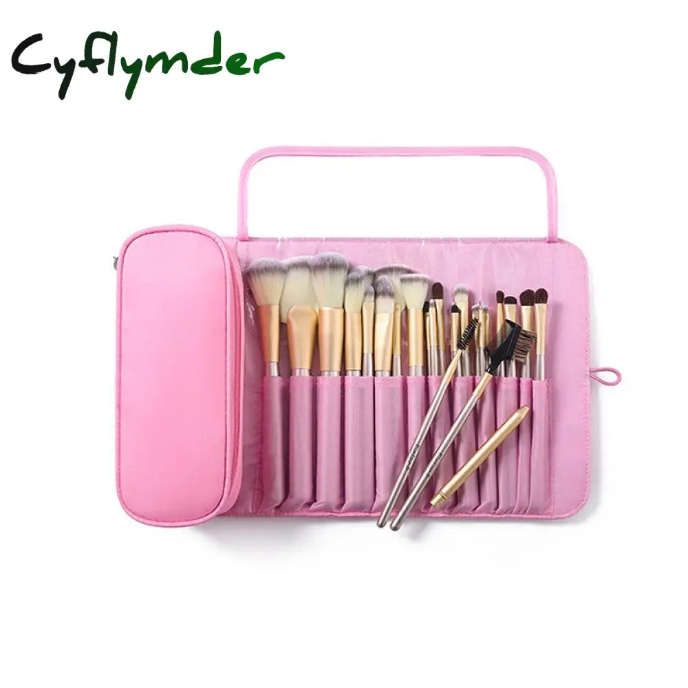 Cyflymder Portable Makeup Brush Bag - Organize Your Cosmetics And Travel In Style (Black) Storage