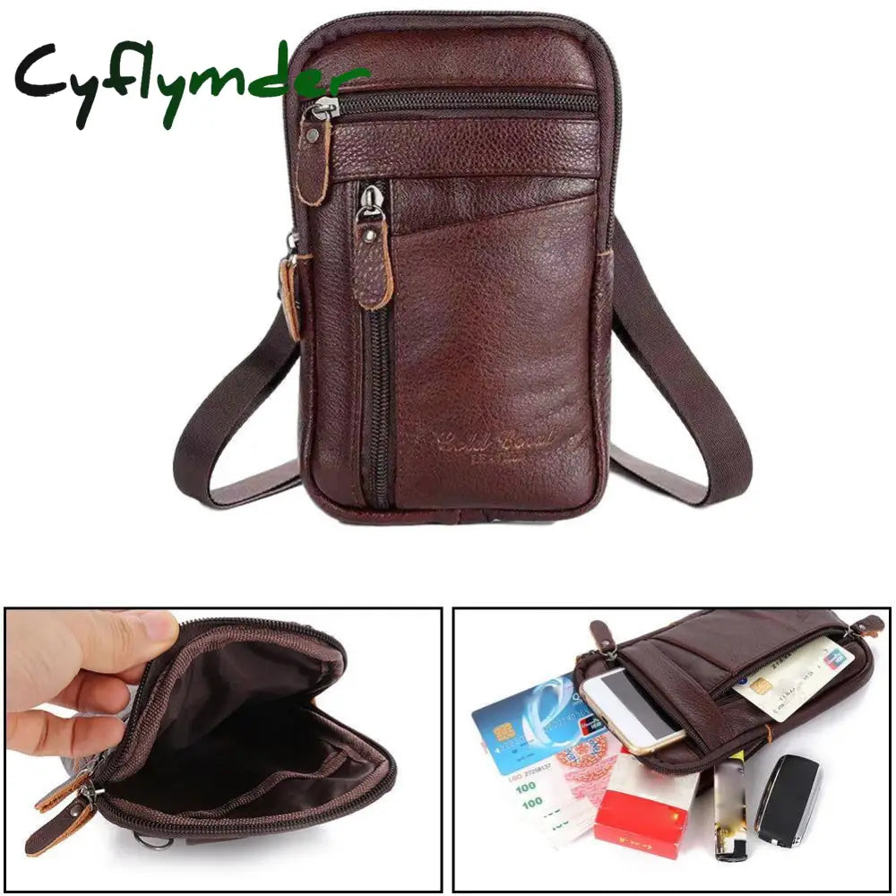 Cyflymder Portable Men’s Mobile Phone Pockets Leather Belt Clip Bag Pouch Fashion Crossbody