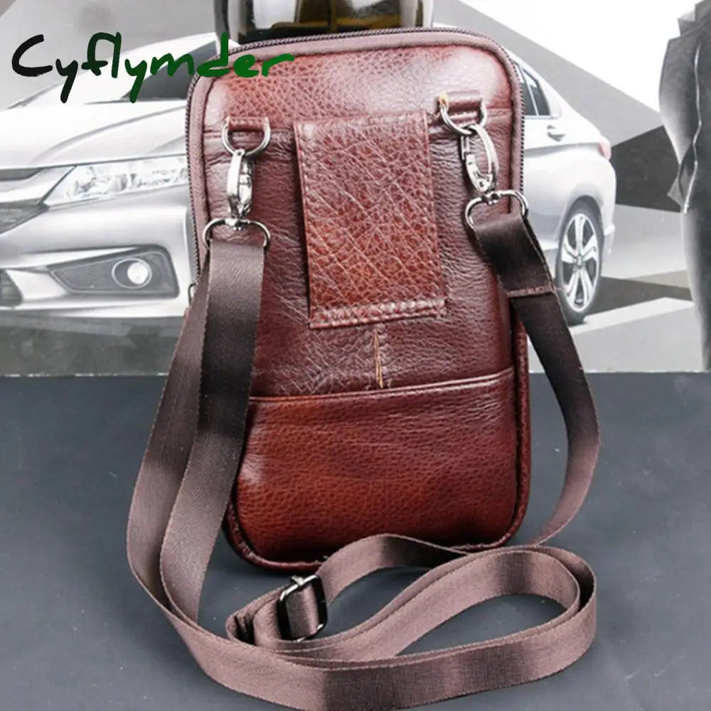 Cyflymder Portable Men’s Mobile Phone Pockets Leather Belt Clip Bag Pouch Fashion Crossbody