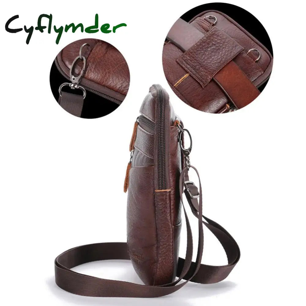 Cyflymder Portable Men’s Mobile Phone Pockets Leather Belt Clip Bag Pouch Fashion Crossbody