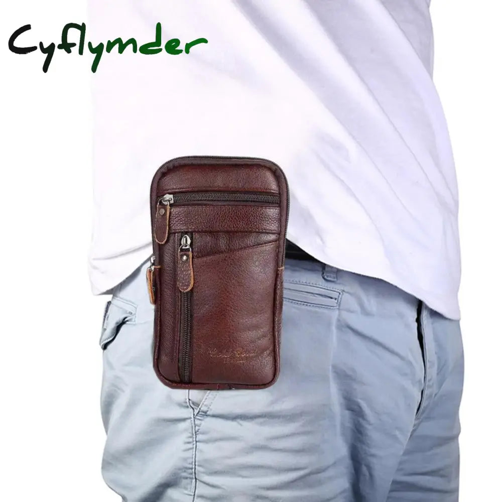 Cyflymder Portable Men’s Mobile Phone Pockets Leather Belt Clip Bag Pouch Fashion Crossbody