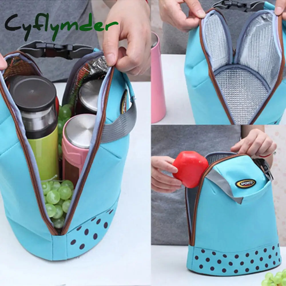 Cyflymder Portable Travel Picnic Oxford Tote Bag Organizer Insulated Thermal Carry Bento Food