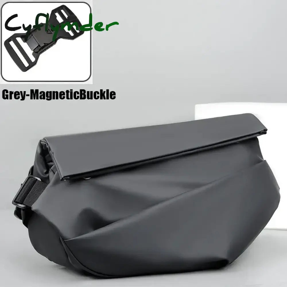 Cyflymder Premium Waterproof Magnetic Buckle Crossbody Bag Personality Fashion Men Messenger Bag Black Minimalist