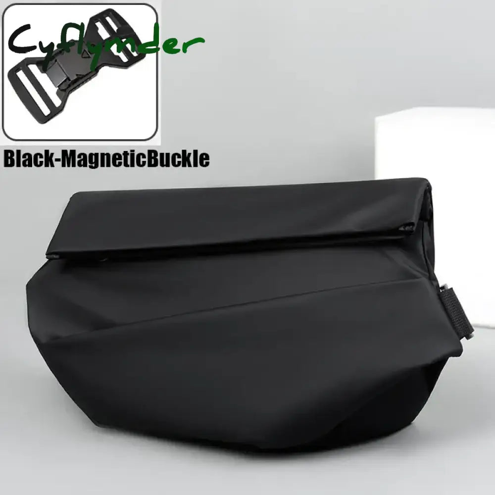 Cyflymder Premium Waterproof Magnetic Buckle Crossbody Bag Personality Fashion Men Messenger Bag Black Minimalist