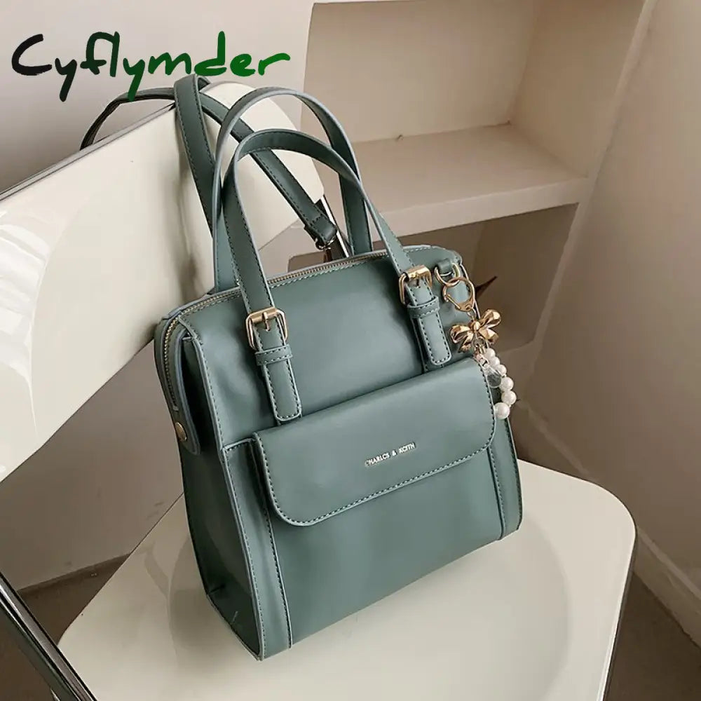 Cyflymder Preppy Style Bow Faux Pearl Beaded Decor High Quality Women’s Backpacks Pu Leather