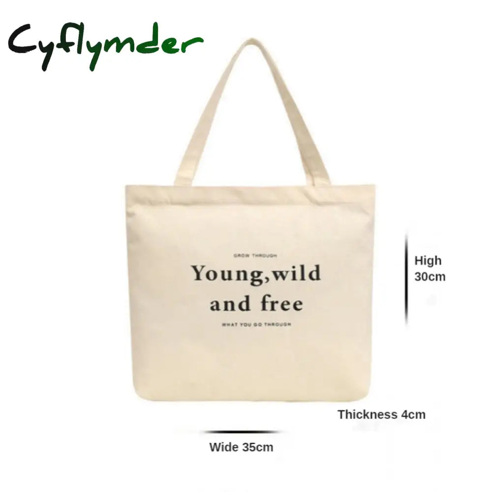 Cyflymder Print Student Shoulder Bags For Women Casual Tote Letter Large Capacity Interior Zipper