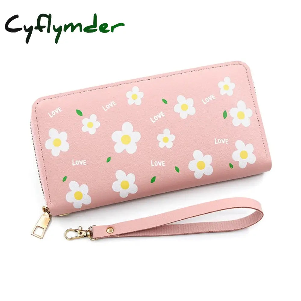 Cyflymder Print Women Long Wallets Pu Leather Large-Capacity Zipper Purse Mobile Phone Clutch Money