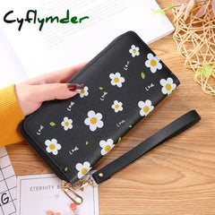 Cyflymder Print Women Long Wallets Pu Leather Large-Capacity Zipper Purse Mobile Phone Clutch Money