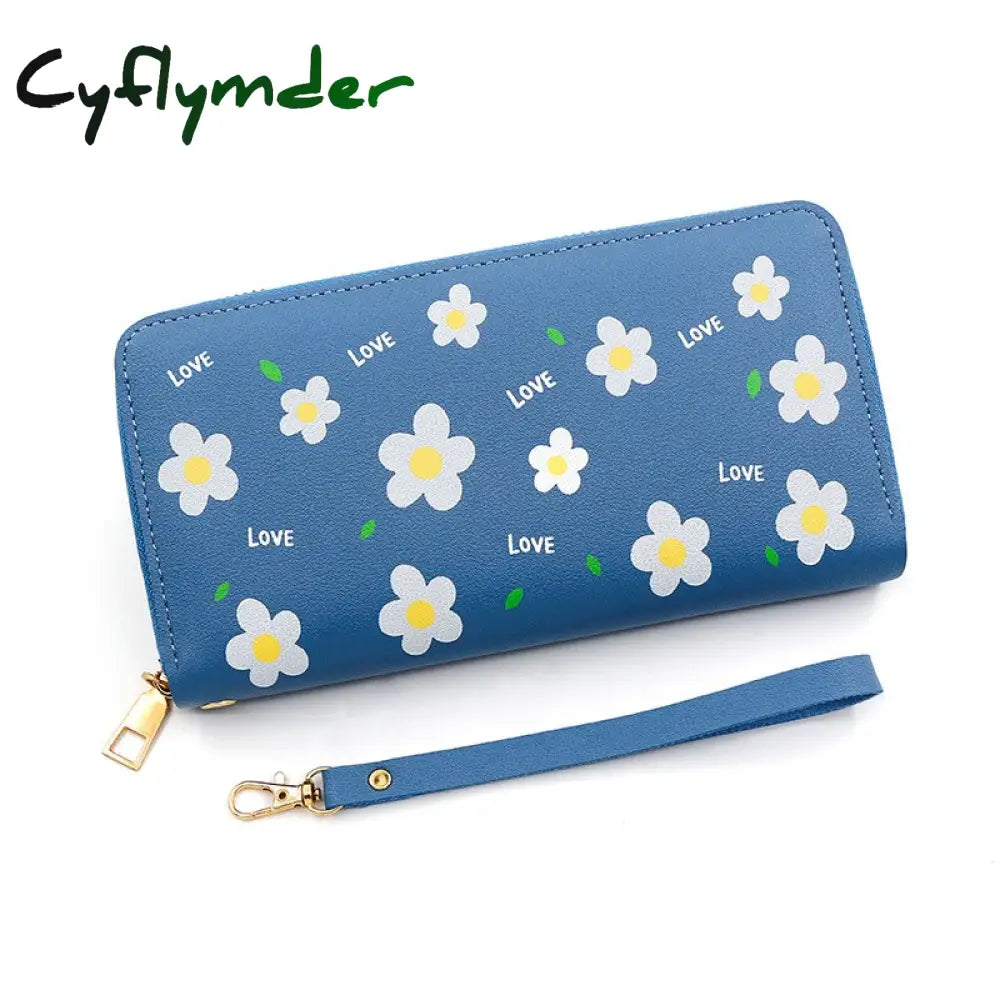 Cyflymder Print Women Long Wallets Pu Leather Large-Capacity Zipper Purse Mobile Phone Clutch Money