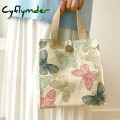 Cyflymder Printed Butterfly Lunch Bag For Women Girla Large Capacity Work Food Container Bags