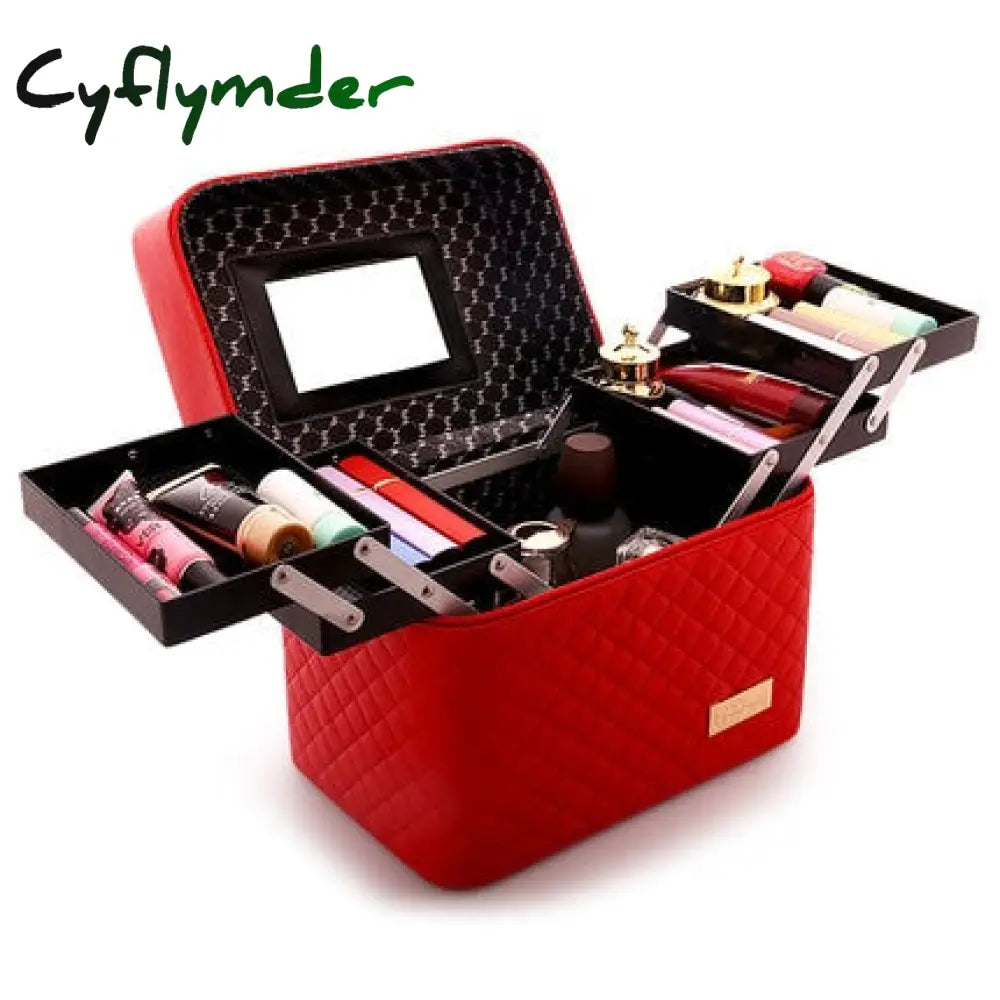 Cyflymder Professional Women Large Capacity Makeup Fashion Toiletry Cosmetic Bag Multilayer Storage