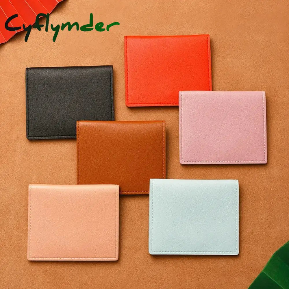 Cyflymder Pu Leather Card Holder Business Id Credit Bags Wallet For Women Short Solid Purse With