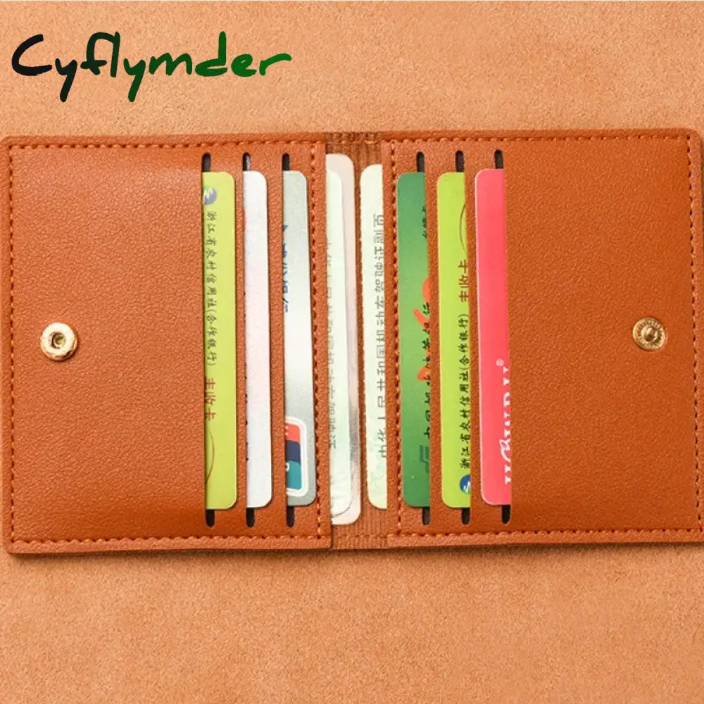 Cyflymder Pu Leather Card Holder Business Id Credit Bags Wallet For Women Short Solid Purse With