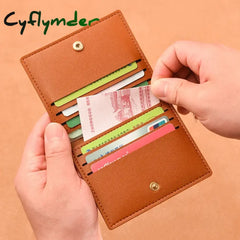 Cyflymder Pu Leather Card Holder Business Id Credit Bags Wallet For Women Short Solid Purse With