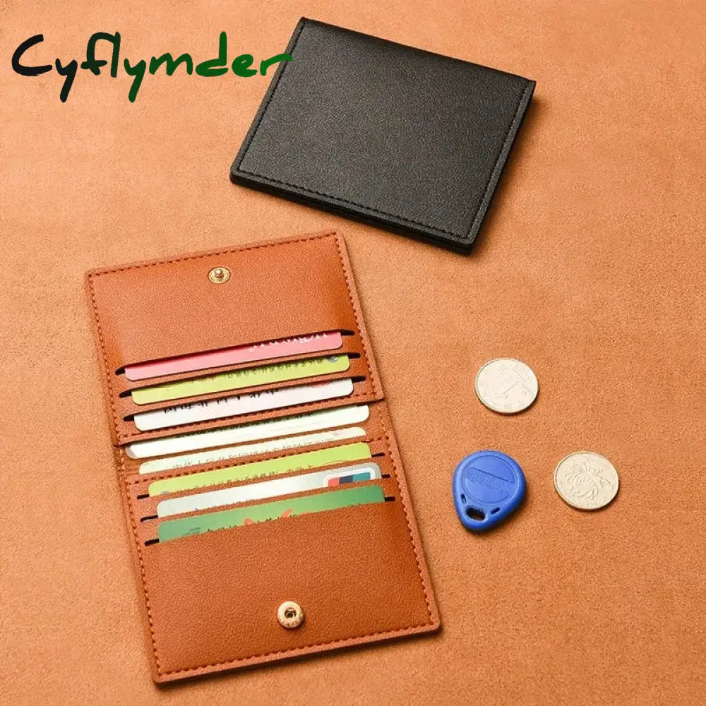 Cyflymder Pu Leather Card Holder Business Id Credit Bags Wallet For Women Short Solid Purse With