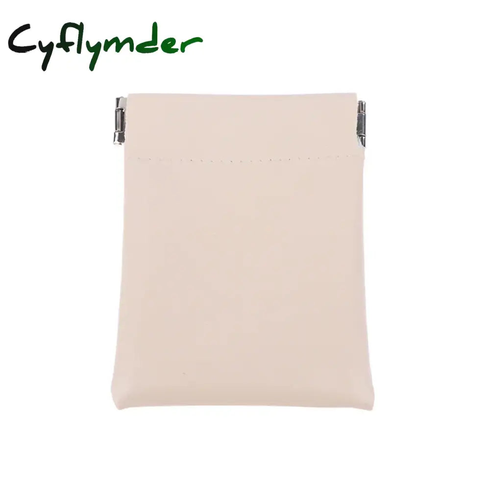 Cyflymder PU Leather Coin Purse Earbuds Earphone Holder Pouch Wallet Change for Women Men Beige
