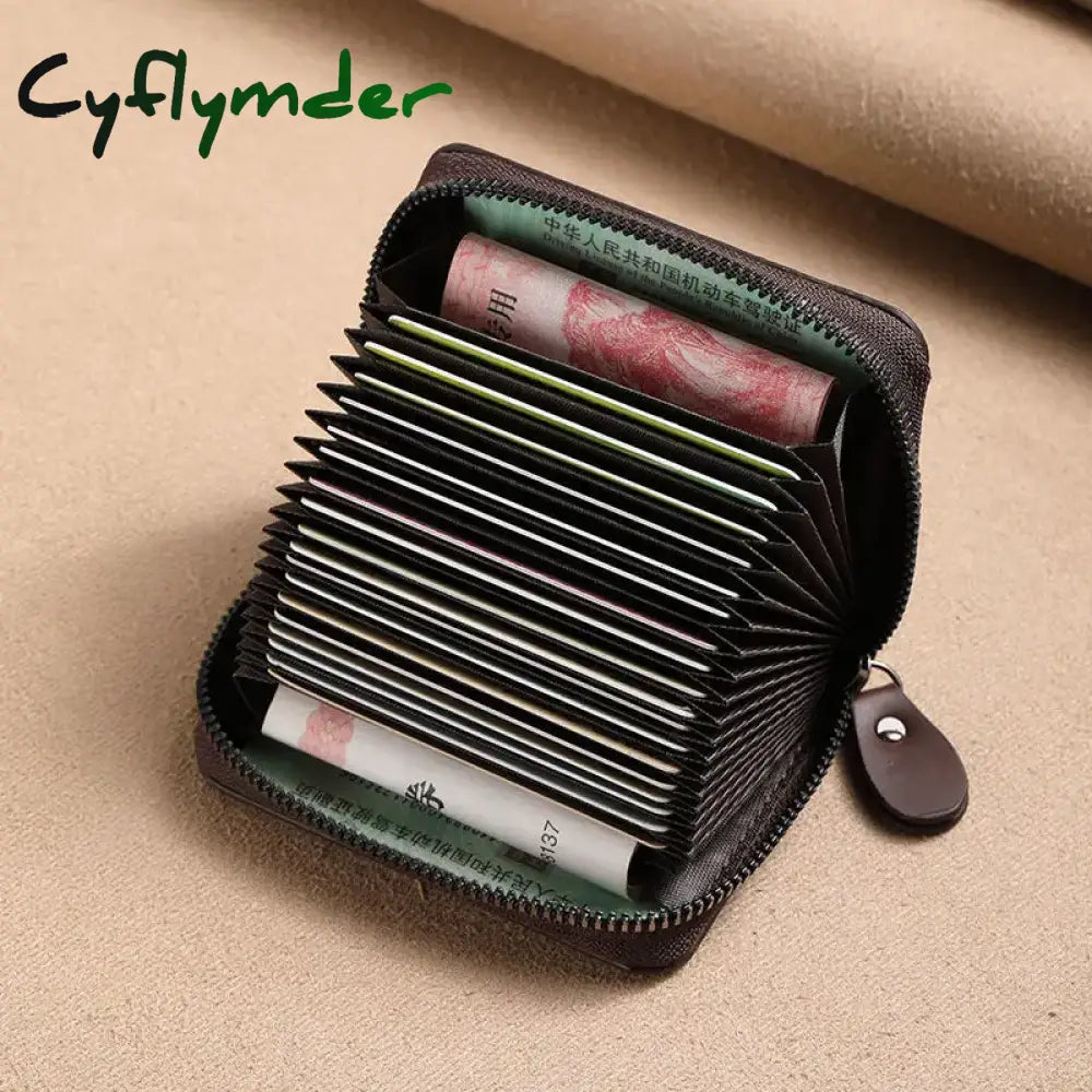 Cyflymder Pu Leather Credit Card Holder Men Wallet Large Capacity Bag