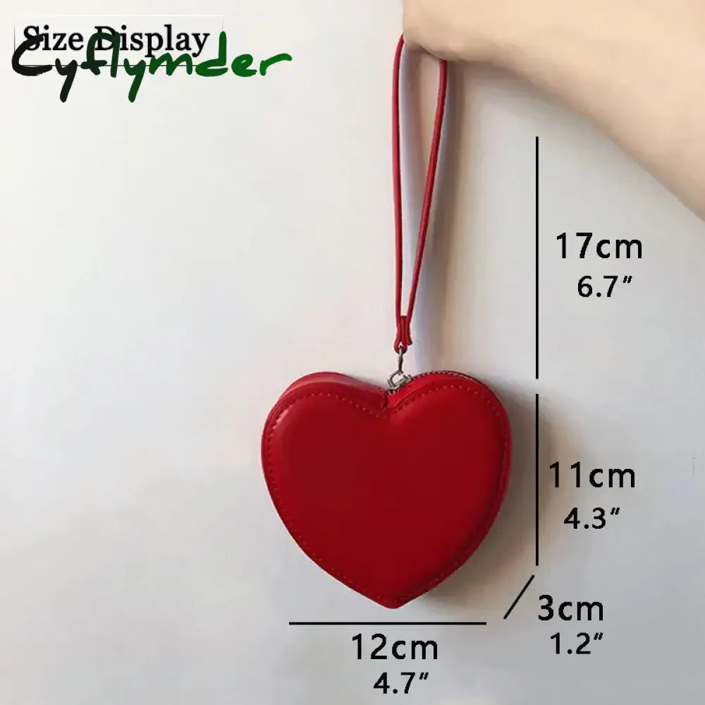 Cyflymder PU Leather Heart Bag Coin Purses for Women Cute Children’s Handbag Wallet Designer Original Kawaii Wallets