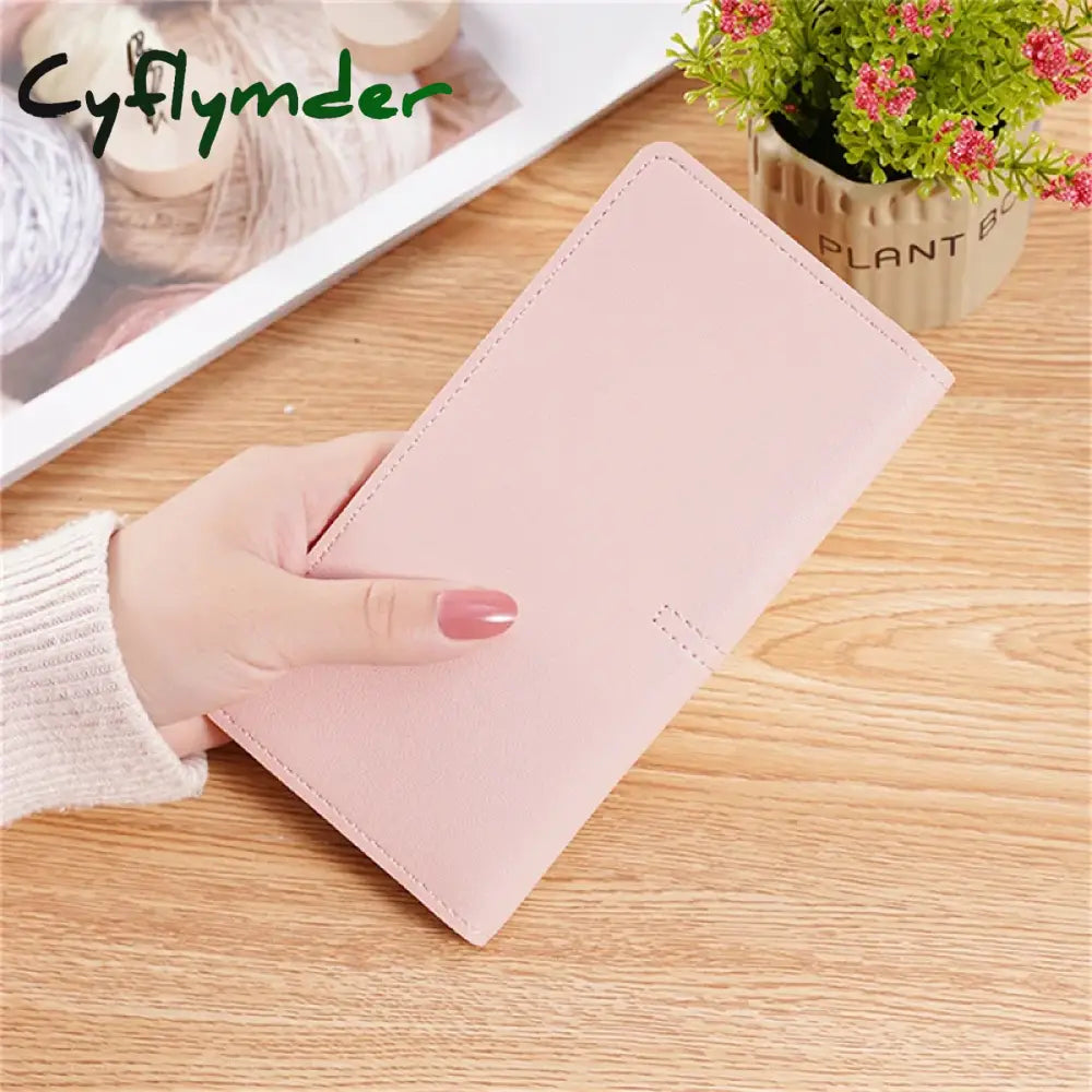 Cyflymder Pu Leather Long Women Thin Wallets Large Capacity Female Coin Purses Hasp Clutch Id