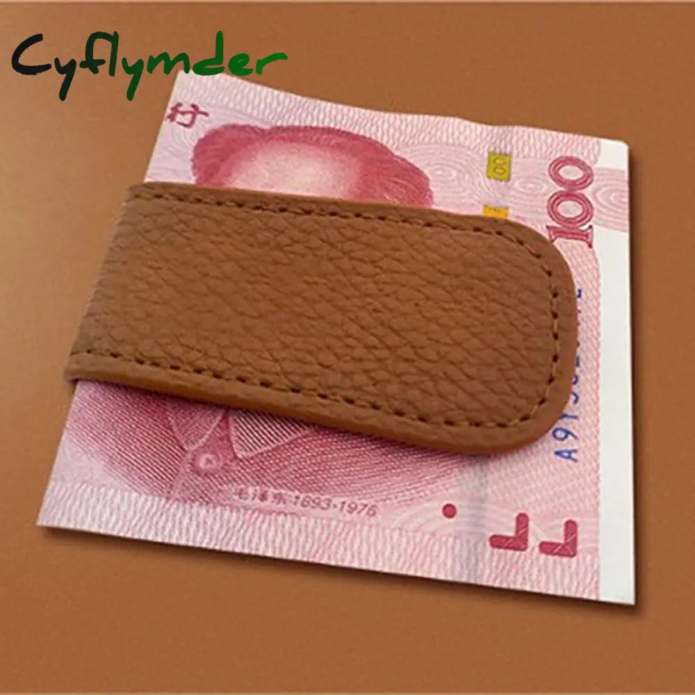 Cyflymder Pu Leather Magnetic Money Clip Multifunctional Portable Business Card Holder Slim Unisex