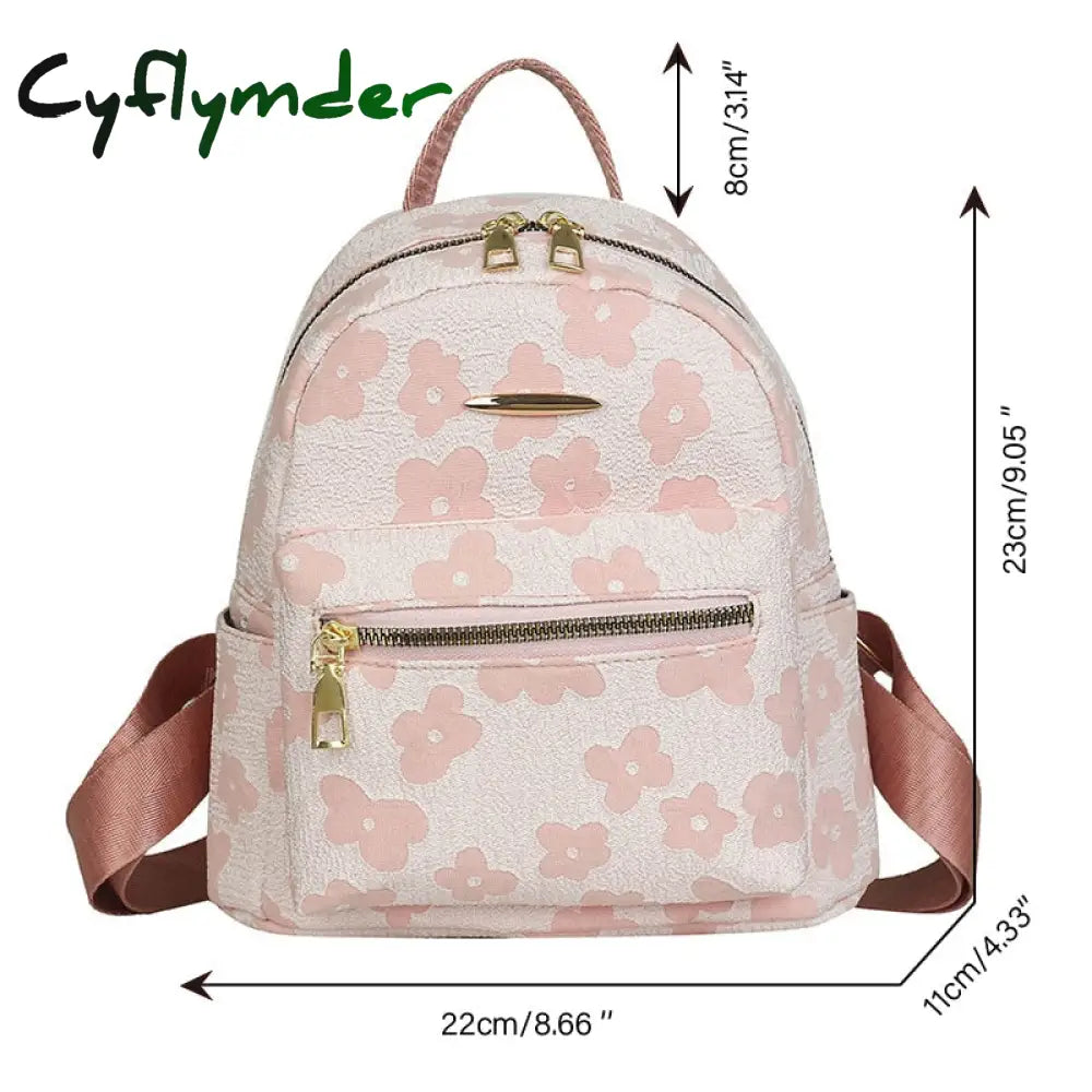 Cyflymder Pu Leather Shoulder Mini Small Backpack Multi-Function Ladies Phone Pouch Pack Flower