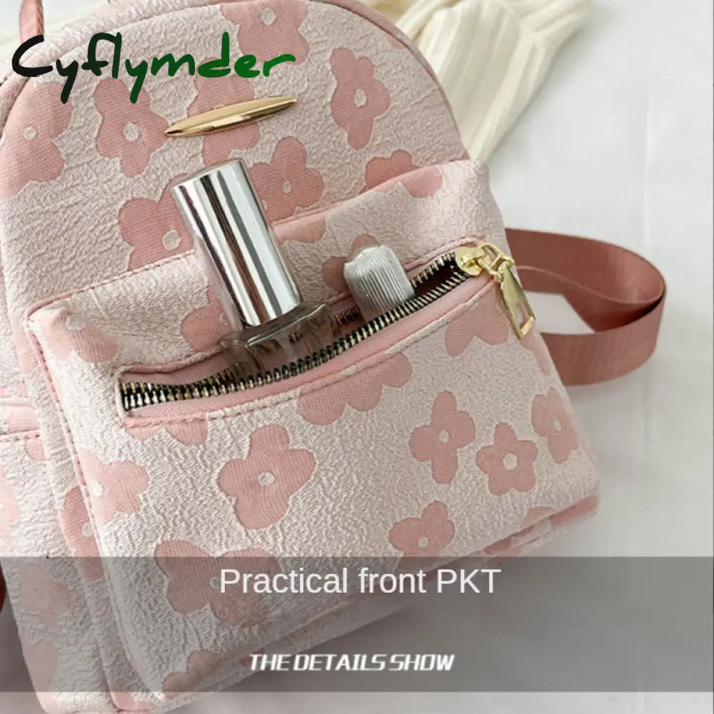 Cyflymder Pu Leather Shoulder Mini Small Backpack Multi-Function Ladies Phone Pouch Pack Flower