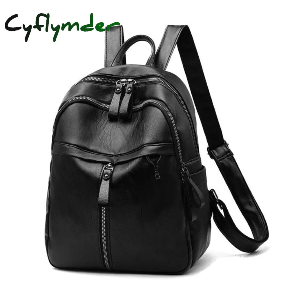 Cyflymder Pu Leather Small Backpack Women Fashion Shoulder Bag Ladies High Capacity Travel School
