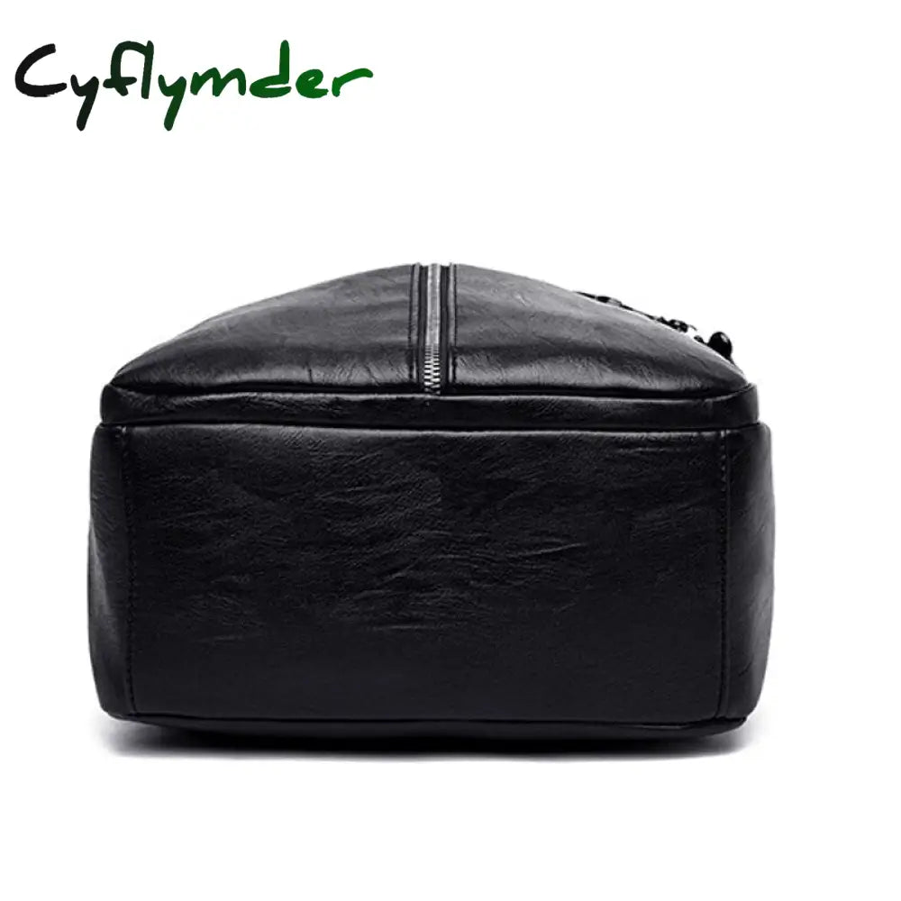 Cyflymder Pu Leather Small Backpack Women Fashion Shoulder Bag Ladies High Capacity Travel School