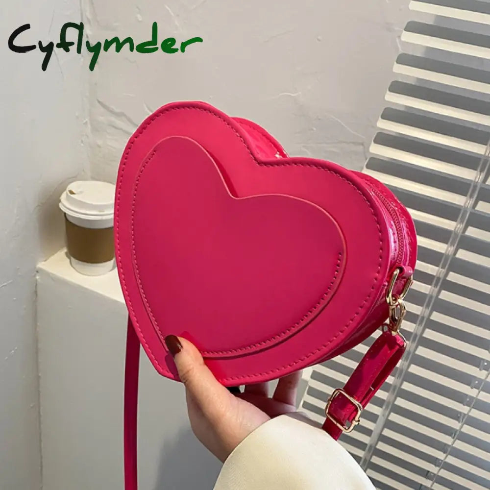 Cyflymder Pu Leather Women Heart-Shaped Crossbody Bag Luxury Designer Small Shoulder Bags For