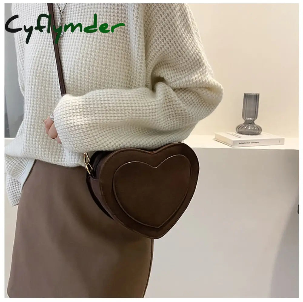 Cyflymder Pu Leather Women Heart-Shaped Crossbody Bag Luxury Designer Small Shoulder Bags For