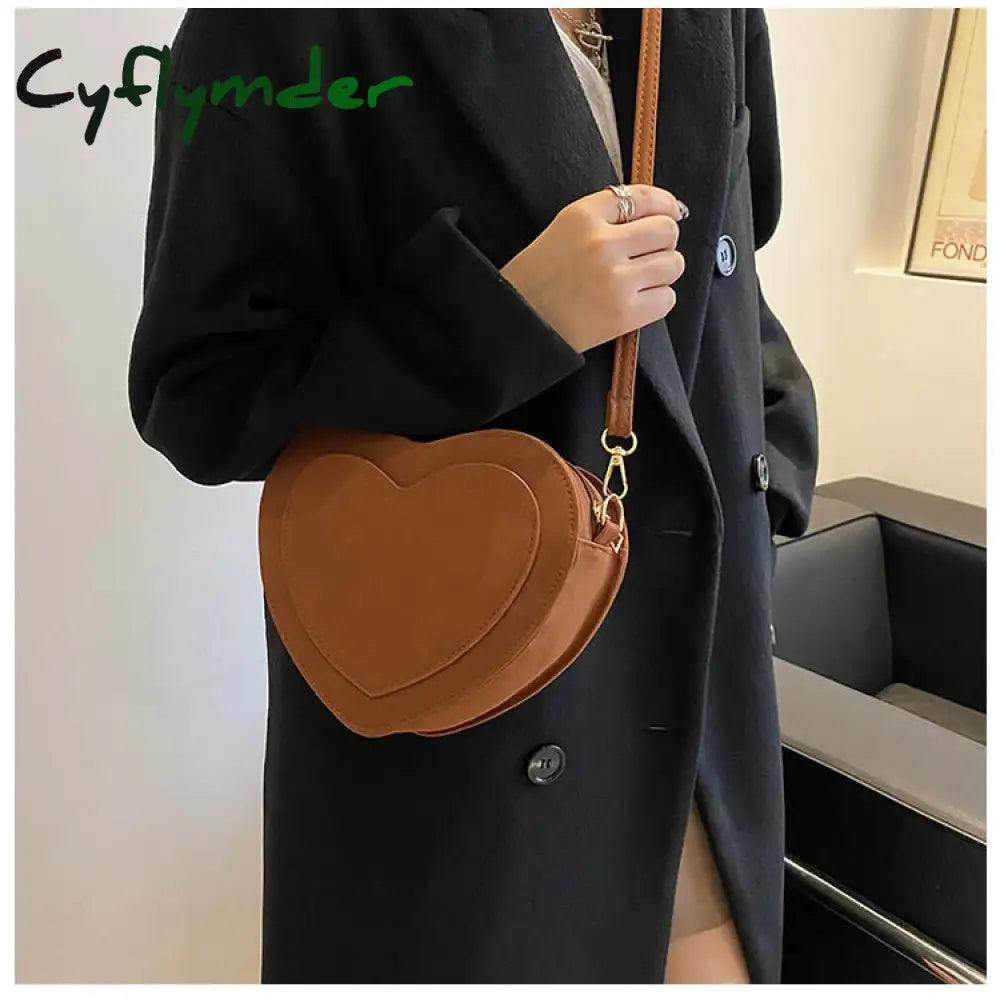 Cyflymder Pu Leather Women Heart-Shaped Crossbody Bag Luxury Designer Small Shoulder Bags For