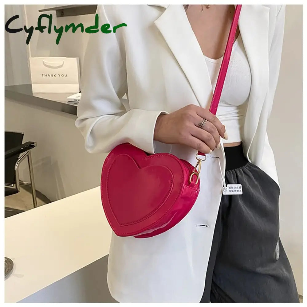 Cyflymder Pu Leather Women Heart-Shaped Crossbody Bag Luxury Designer Small Shoulder Bags For