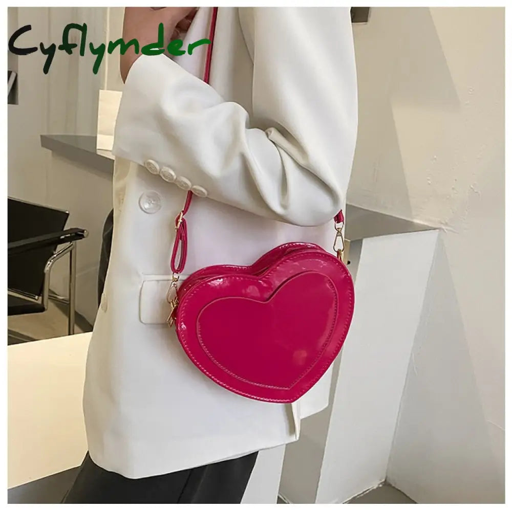 Cyflymder Pu Leather Women Heart-Shaped Crossbody Bag Luxury Designer Small Shoulder Bags For