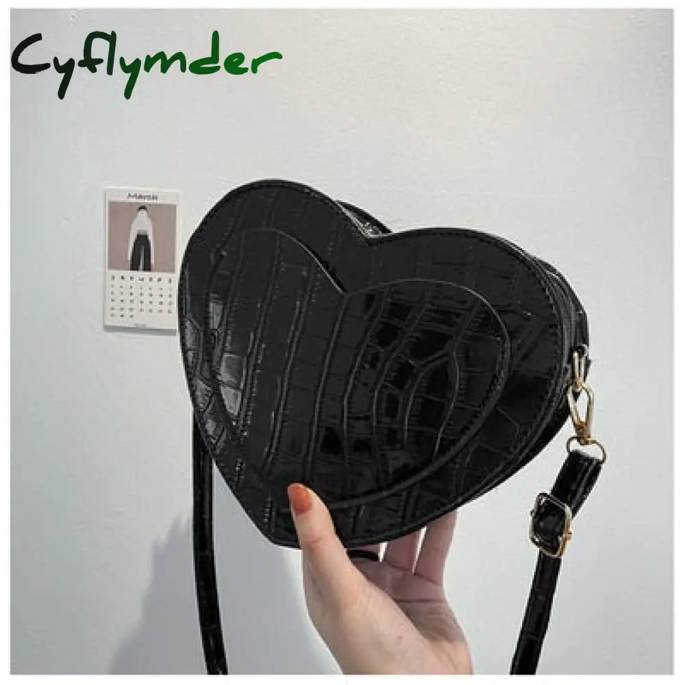 Cyflymder Pu Leather Women Heart-Shaped Crossbody Bag Luxury Designer Small Shoulder Bags For