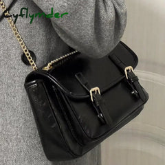 Cyflymder Pu Leather Women Vintage Messenger Bag Chains Design Ladies Shoulder Crossbody Bags