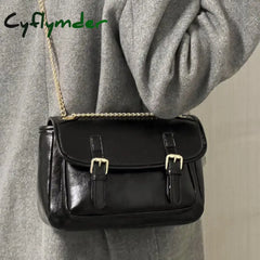 Cyflymder Pu Leather Women Vintage Messenger Bag Chains Design Ladies Shoulder Crossbody Bags