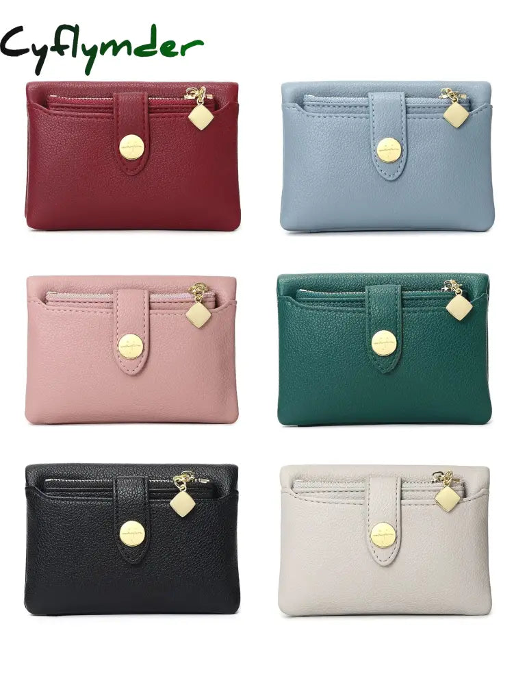 Cyflymder Pu Leather Women’s Wallet Portable Double Fold Short Money Bag Multi Functional Small