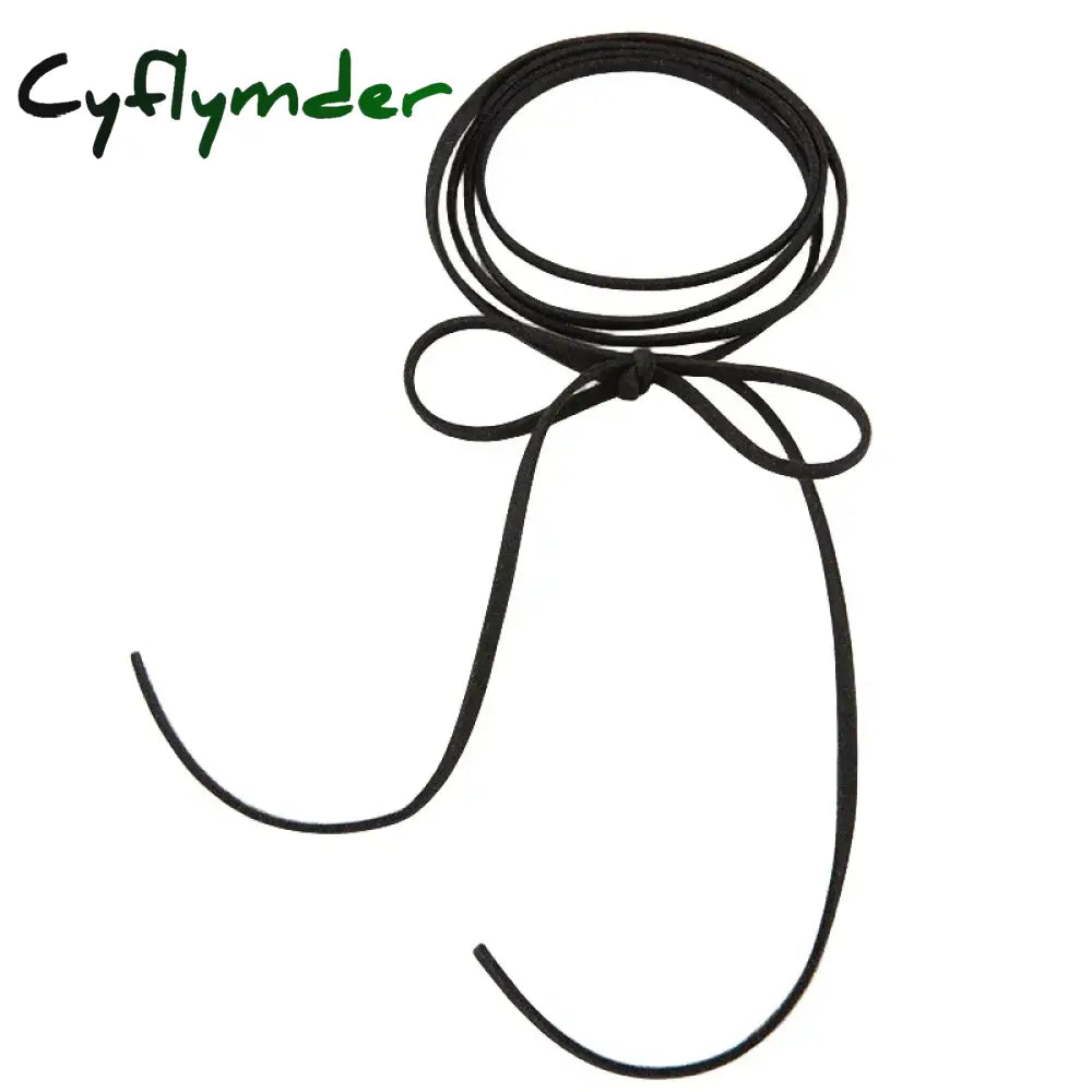 Cyflymder Punk Goth Black Velvet Big Bowknot Pendant Chokers Necklace For Women 145Cm Weave Knotted