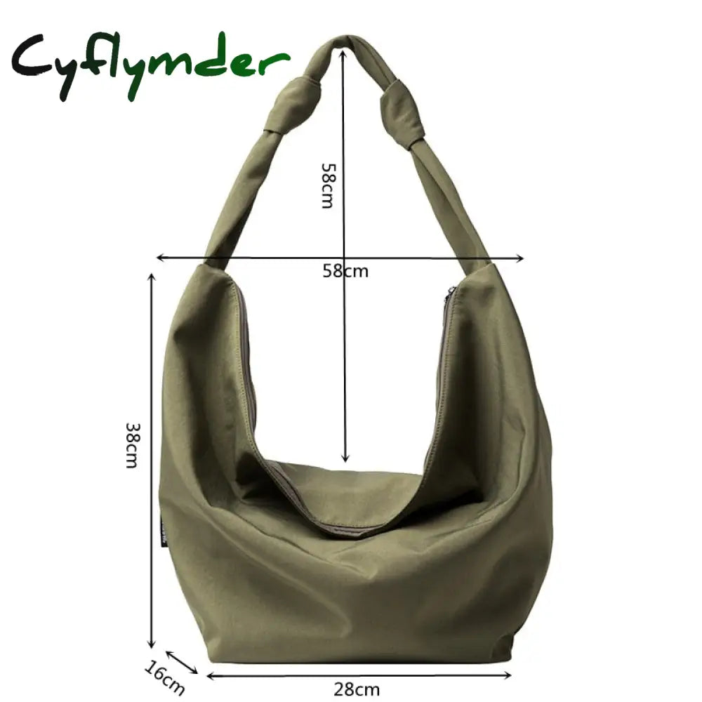 Cyflymder Pure Color Nylon Big Tote Bags For Women New Shoulder Shopping Bag Waterproof Fabric