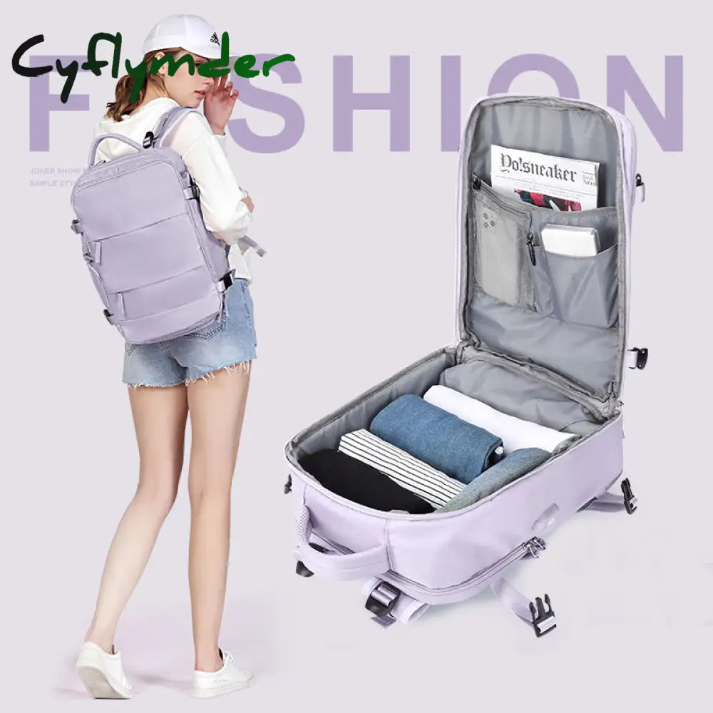 Cyflymder Purple Backpack Multifunctional Travel Bag Big Capactiy Shoulder Bags For Women With